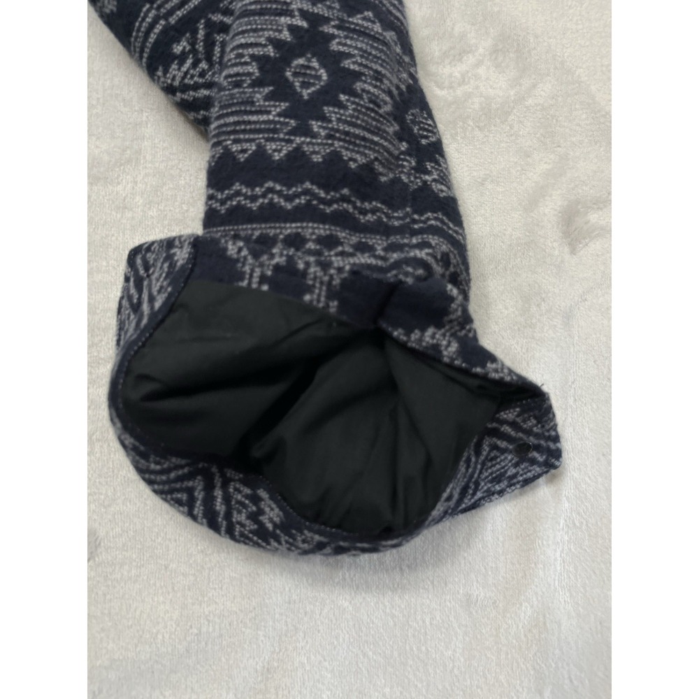 Sun + Stone Bomber Jacket Men Medium Navy Aztec Print Lined Flap Pocket Flannel - Picture 11 of 16